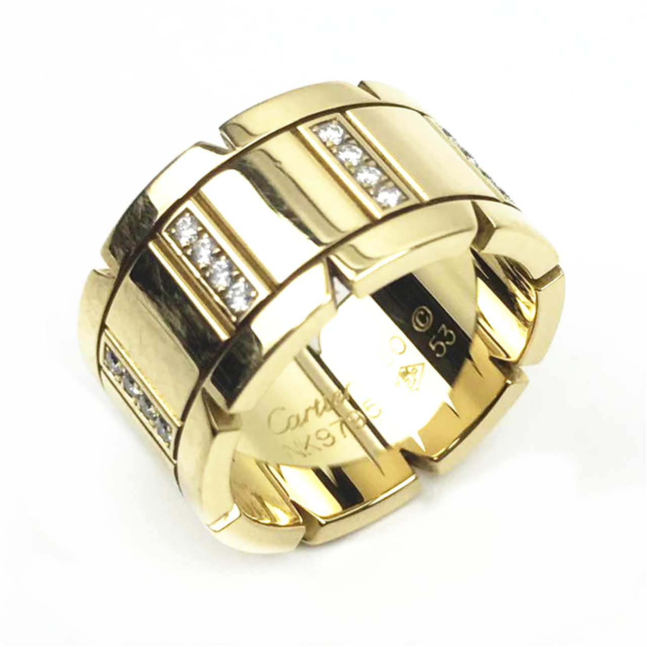 [9.0新]卡地亚cartier男士黄金间钻53号戒指