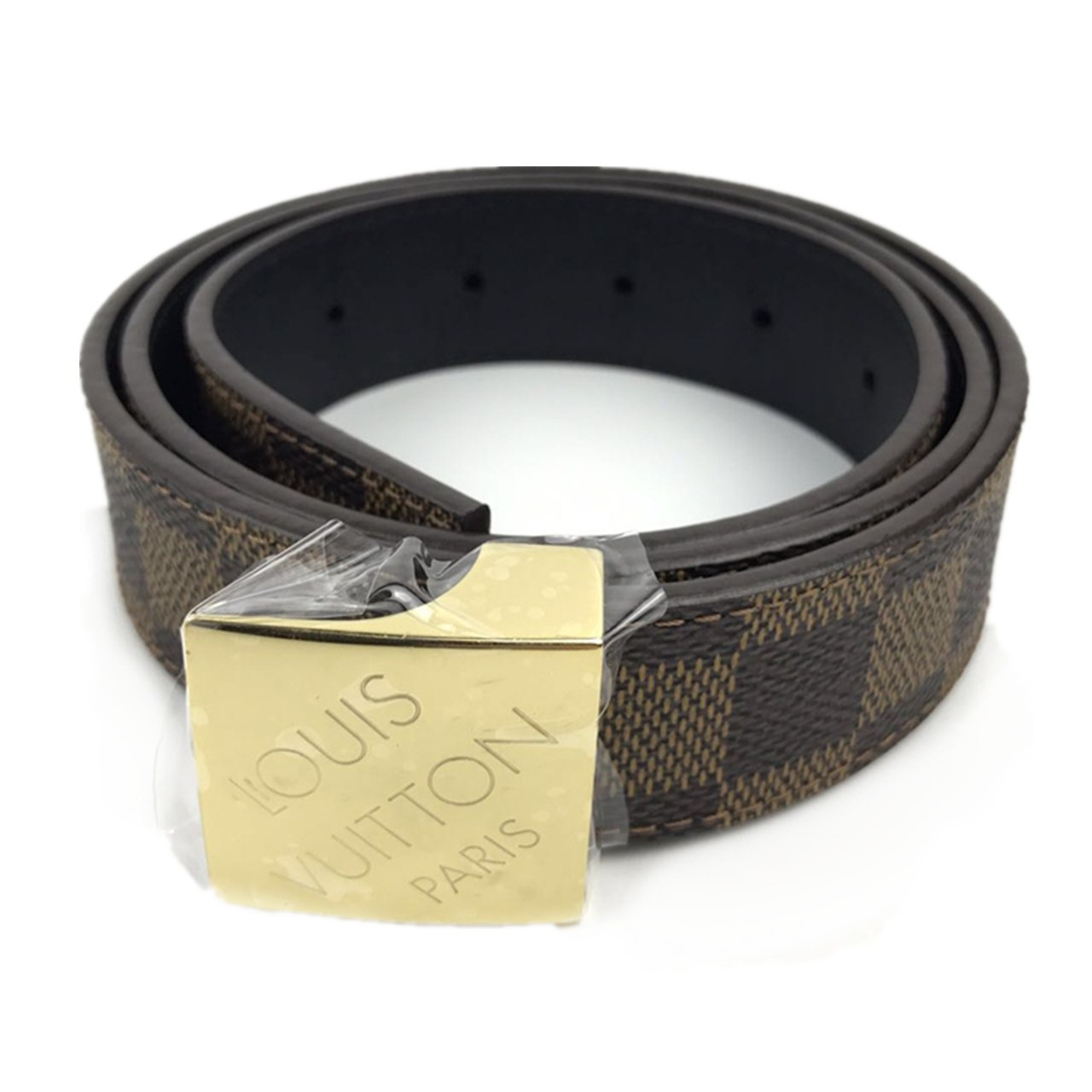 [9.5新]路易威登lv女士帆布棕格子方扣头腰带