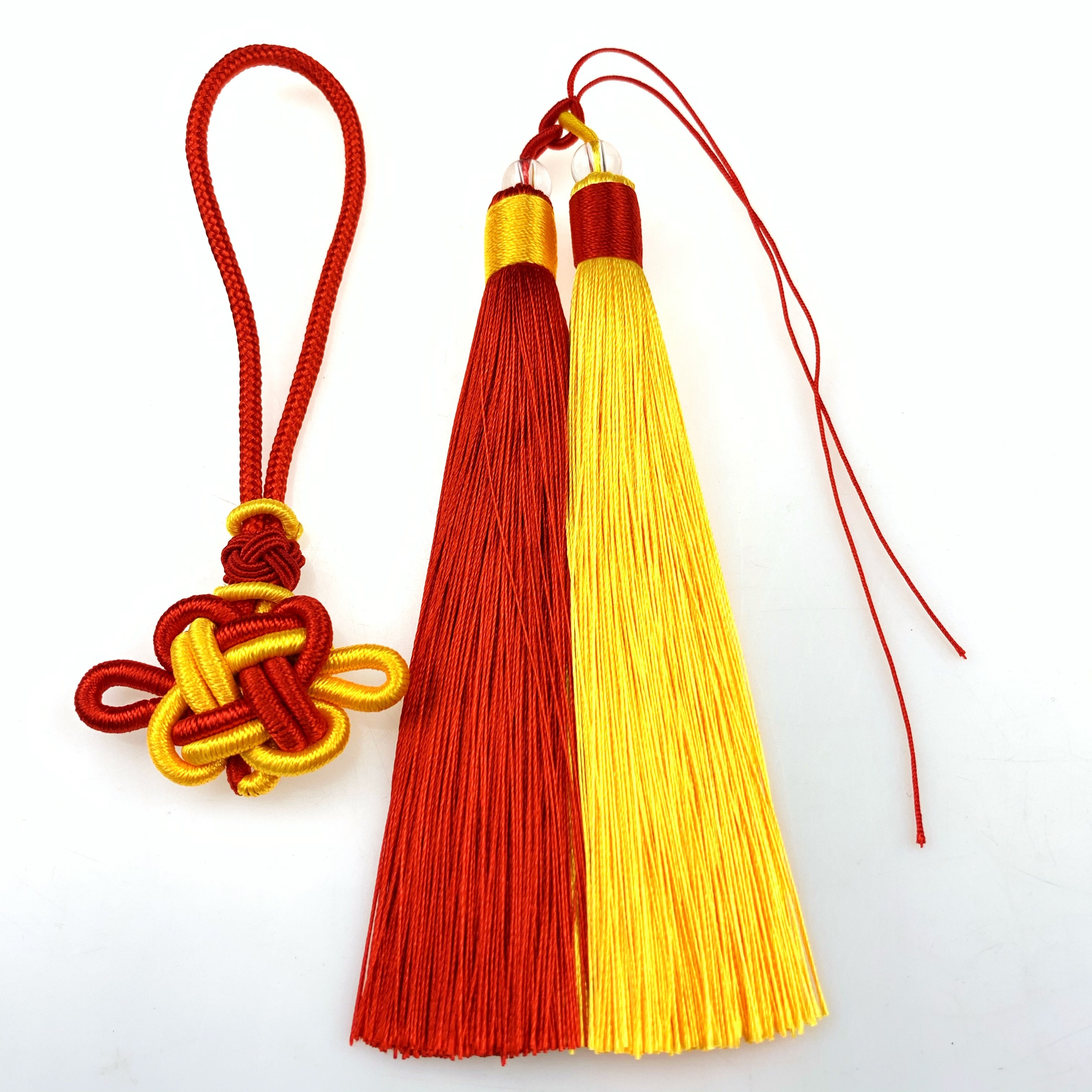 古风特色中国结双拼色流苏 手工diy手把绳玉石吊坠车挂件腰佩吊穗