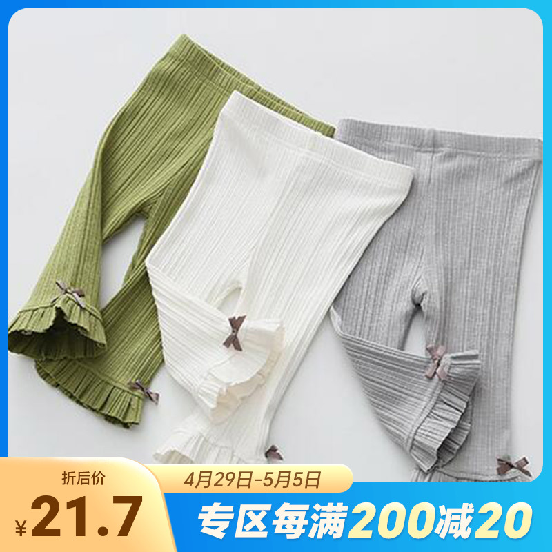 女童蝴蝶结打底裤2024夏装新款童装儿童宝宝夏季七分裤kz-b216