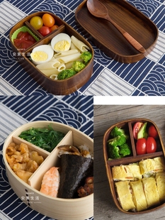 饭盒日式木质便当盒单层分格寿司盒学生便携餐盒干果盒野餐盒