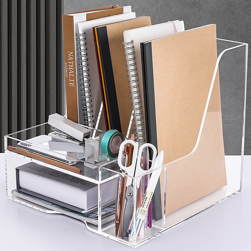 a4a5亚克力文件收纳盒资料架透明桌面办公分类整理文件夹架文件格办公