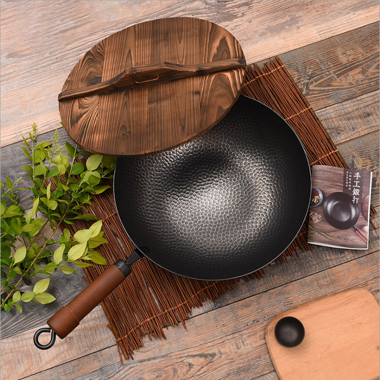 32cm/铁锅炒锅家用燃气灶适用无涂层不粘锅铸铁锻造老式章丘手工优惠