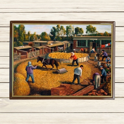 东北农村生活田园风俗墙画农家乐饭店酒店餐馆饭庄客栈复古装饰画