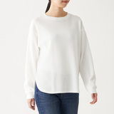 MUJI Women's Mini Waffle Weave Ribbed Long Sleeve T-Shirt