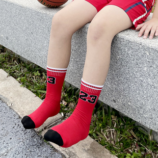 儿童篮球无根袜潮流滑板数字长短袜女童男童中筒袜运动球袜春夏季