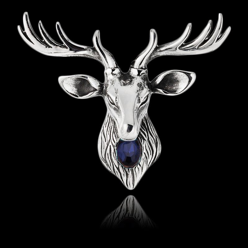 欧美圣诞节麋鹿头胸针复古童话逼真立体动物别针男西装外套徽章
