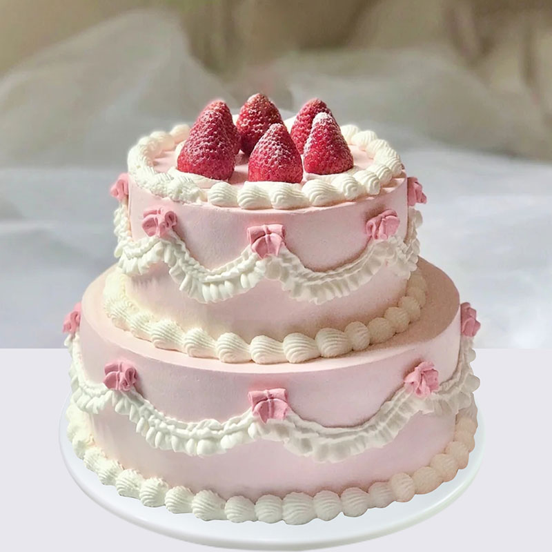 双层2022塑胶生日蛋糕模型网红复古水果橱窗创意仿真水果