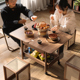 木胭脂 可移动茶几边几客厅家用小户型黑胡桃木伸缩折叠桌面方几