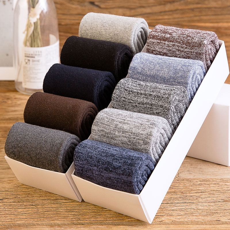 男襪襪子男鼕季純棉男士中筒襪毛巾襪毛圈加絨長襪加厚保暖秋鼕款