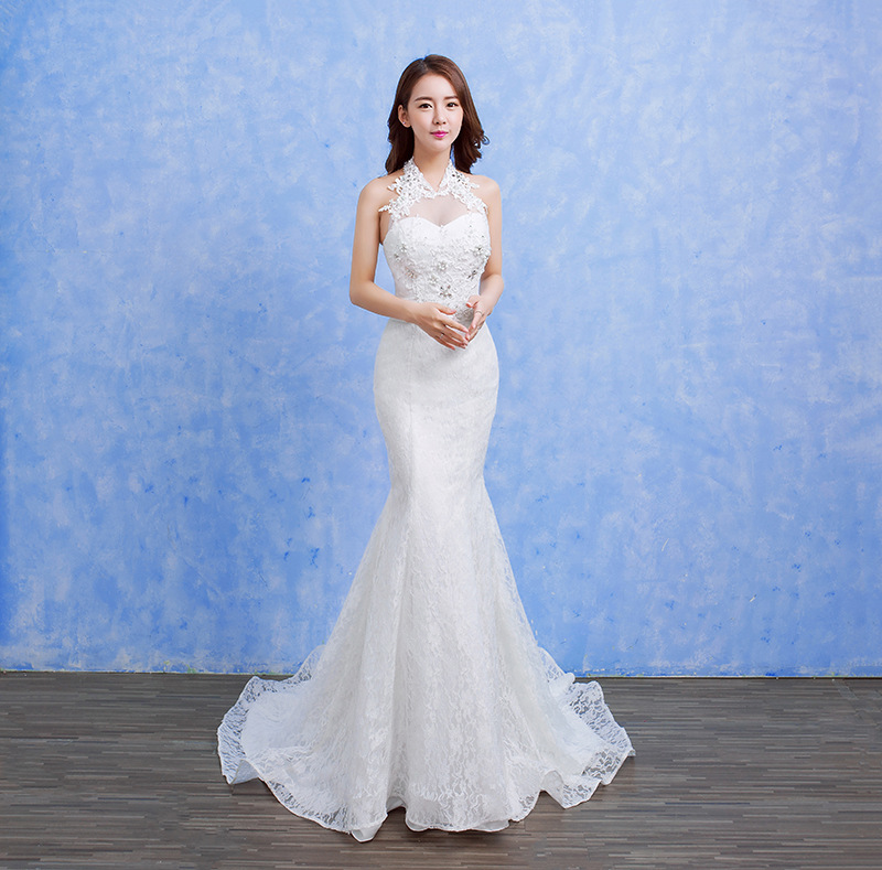 2019新款新娘婚纱韩式蕾丝鱼尾裙修身显瘦小拖尾结婚礼服D92在类目 女装/女士精品, 婚纱/旗袍/礼服, 礼服/晚装中 - 来自Buy2taobao.com提供专业的淘宝代购服务