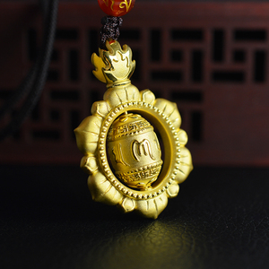 黄金六字真言吊坠图片