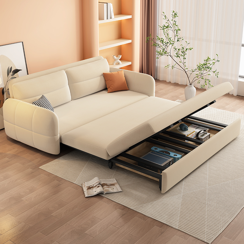 奶油风折叠沙发床两用小户型客厅网红款伸缩多功能可变床现代简约
