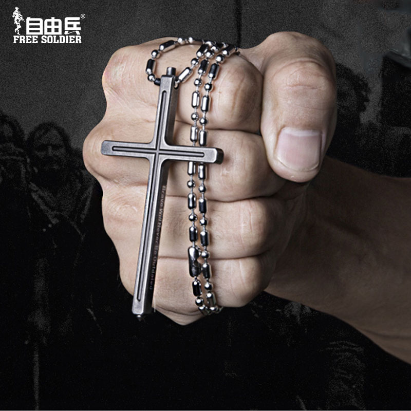 自由兵战术钛合金十字架复古防身项链户外求生edc其他防护救生装备
