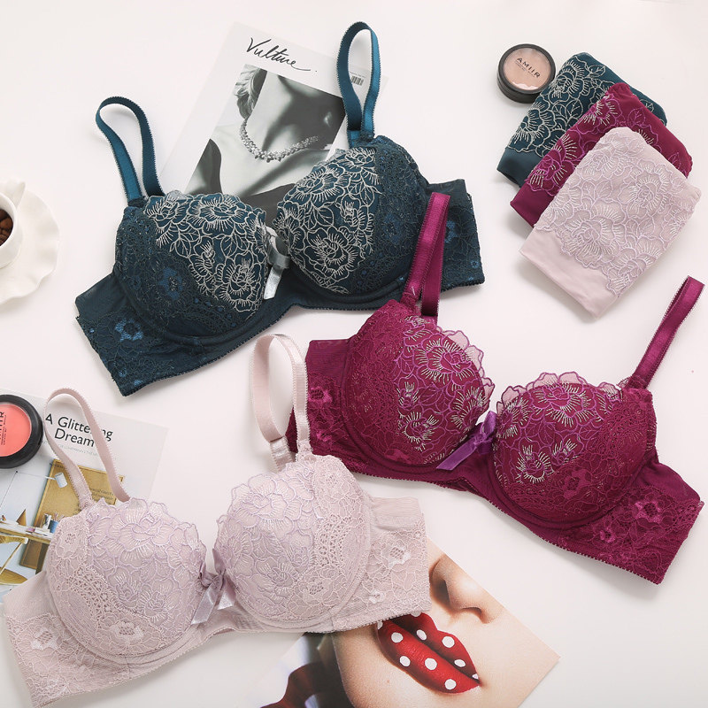 批发厂的优惠券大全—外贸出口日韩性感侧收 小胸上托女士内衣套装