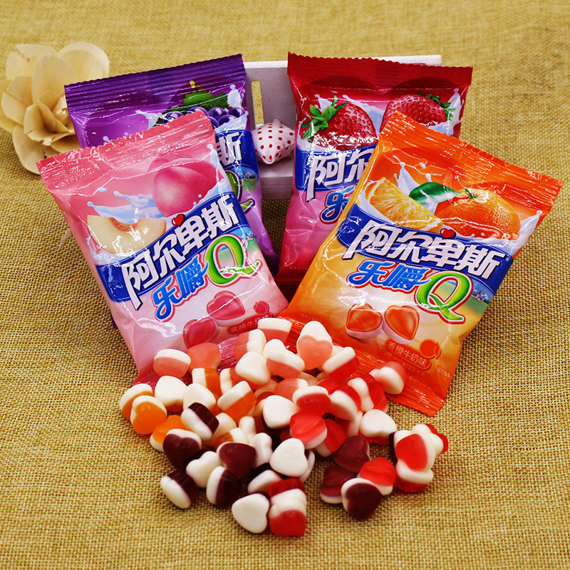 糖果阿尔卑斯乐嚼q软糖综合果味qq糖橡皮糖22.5g*32整袋包邮