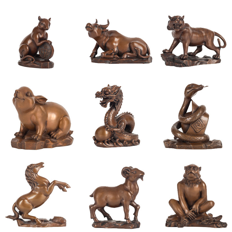 纯铜十二生肖摆件鼠牛虎兔龙蛇马羊猴鸡狗猪家居摆件