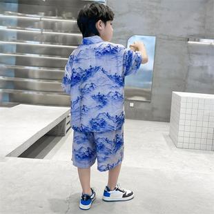 汉服儿童男童2024中国男孩风夏装潮中大童装夏季短袖唐装套装新款