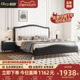 意式极简黑色真皮床双人大床1.8米 轻奢现代简约主卧室婚床1.5米