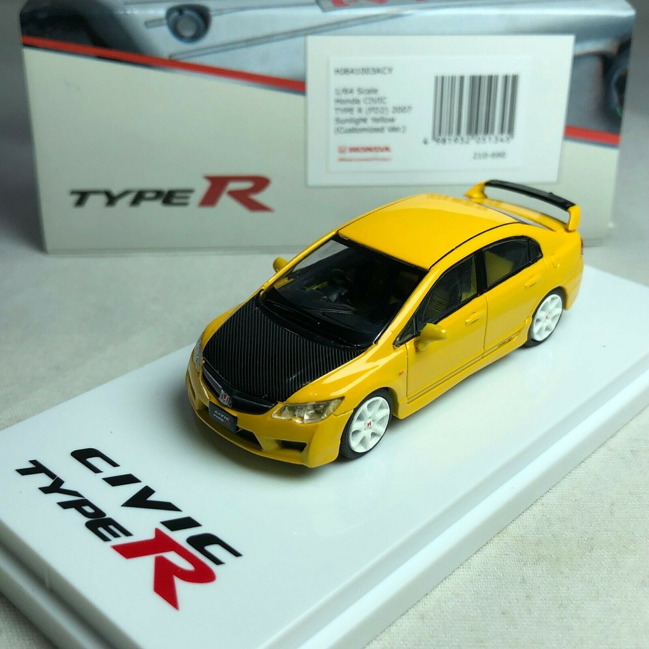 hobbyjapan本田思域汽车模型hondacivictypefd2黄黑汽车模型
