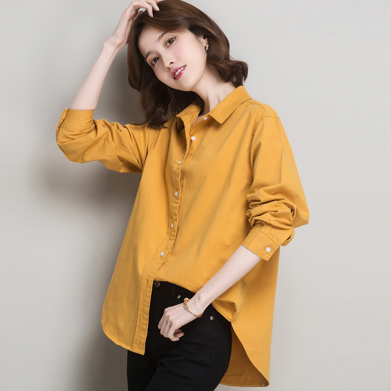 哥弟新款长袖衬衫女秋季韩版宽松衬衣