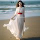 白色雪纺长裙到脚踝大摆裙夏季新款高级感度假裙海边拍照沙滩裙