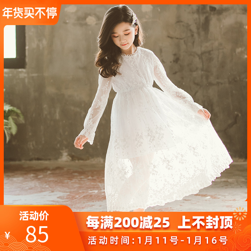 女童白色连衣裙秋装2019新款长袖蕾丝裙子中大童超洋气公主裙春秋|ruв категории Детская одежда, юбки (новый), платье - от Buy2taobao.com для оказания профессиональной услуги покупки агента Taobao