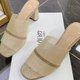 水钻透气凉拖鞋女网纱粗跟鱼嘴鞋女夏新款外穿凉拖高跟露趾一字拖