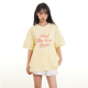 Beikastudios黄色短袖T恤女夏新款2025蝴蝶结印花韩版宽松上衣