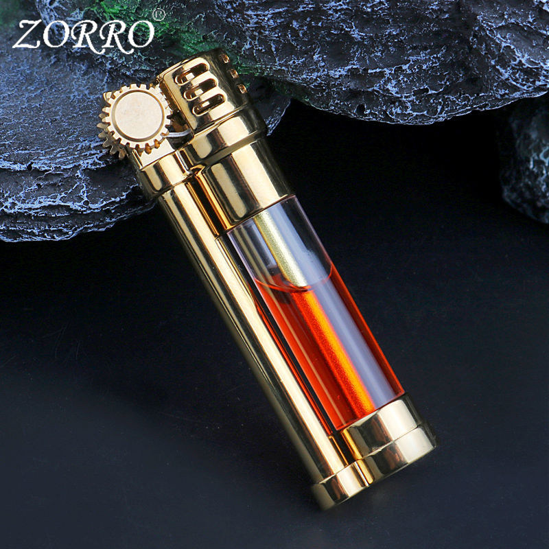 佐罗zorro煤油打火机男创意复古透明个性按压砂轮防风战壕送男友