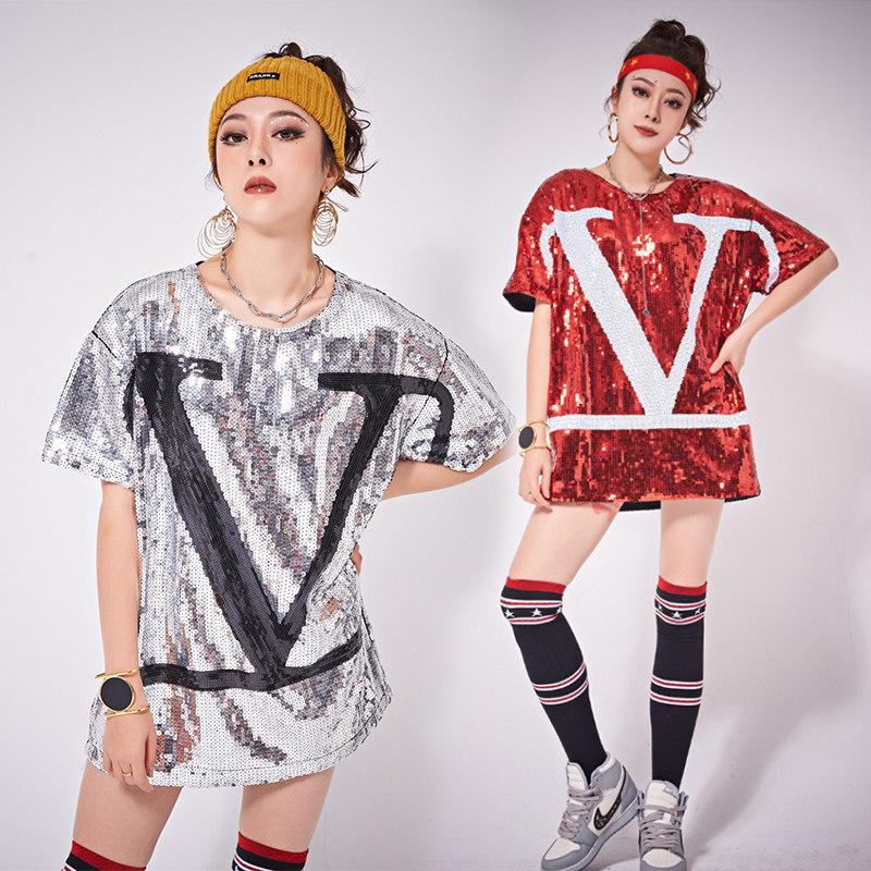 舞台演出女装套装亮片演出服女嘻哈街舞表演服年会舞蹈服装