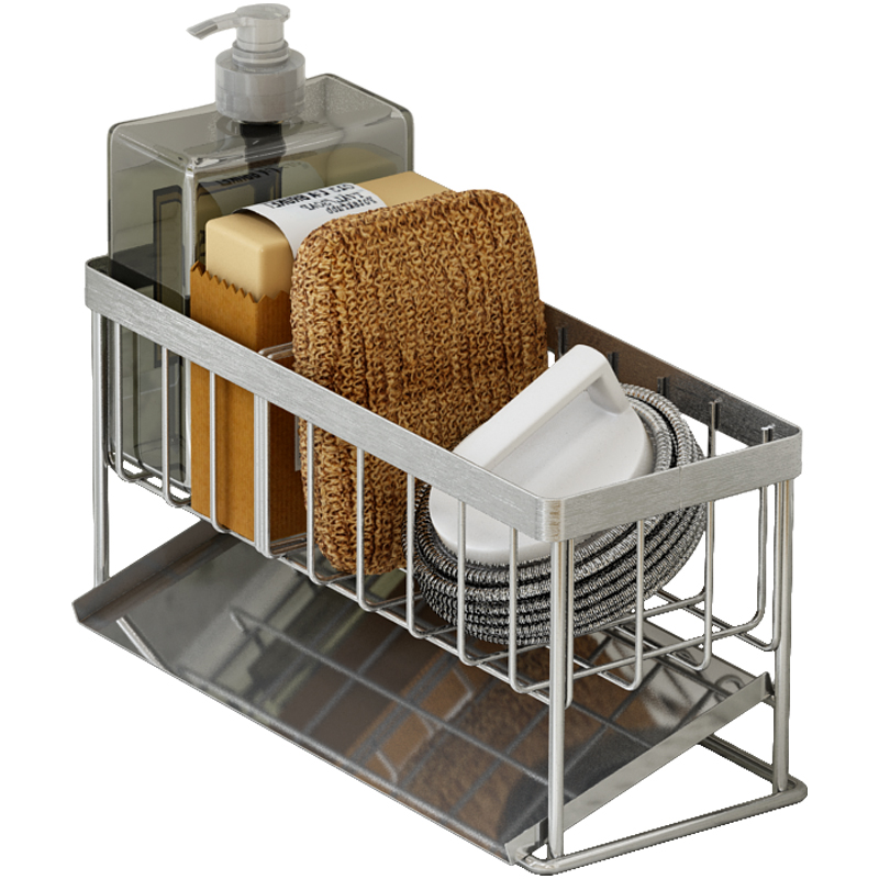 御仕家厨房不锈钢水槽置物架台面海绵擦抹布洗碗布水池沥水收纳架
