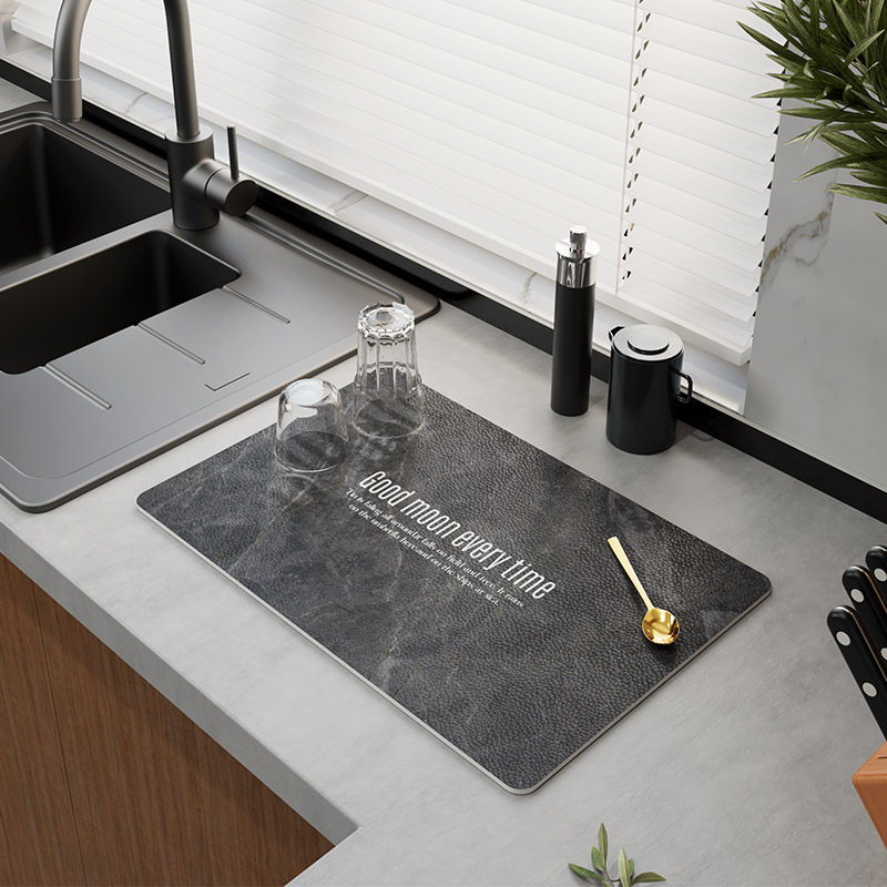 轻奢科技皮沥水垫厨房台面洗碗洗手台吧台可擦免洗洗菜盆吸水垫子