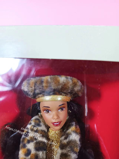 发 Barbie Shopping Chic 1995豹纹购物女郎芭比娃娃带宠物狗黑皮