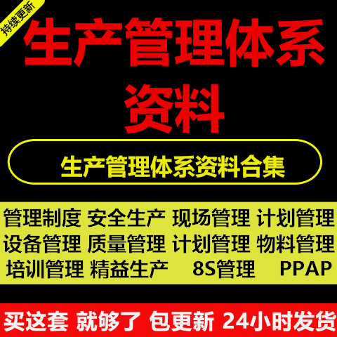 生产管理资料大全质量设备运作物料工艺培训6S管理制度方案表格