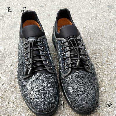 泰国皮具商城正宗男士珍珠鱼皮休闲鞋全磨魔鬼皮鞋单鞋