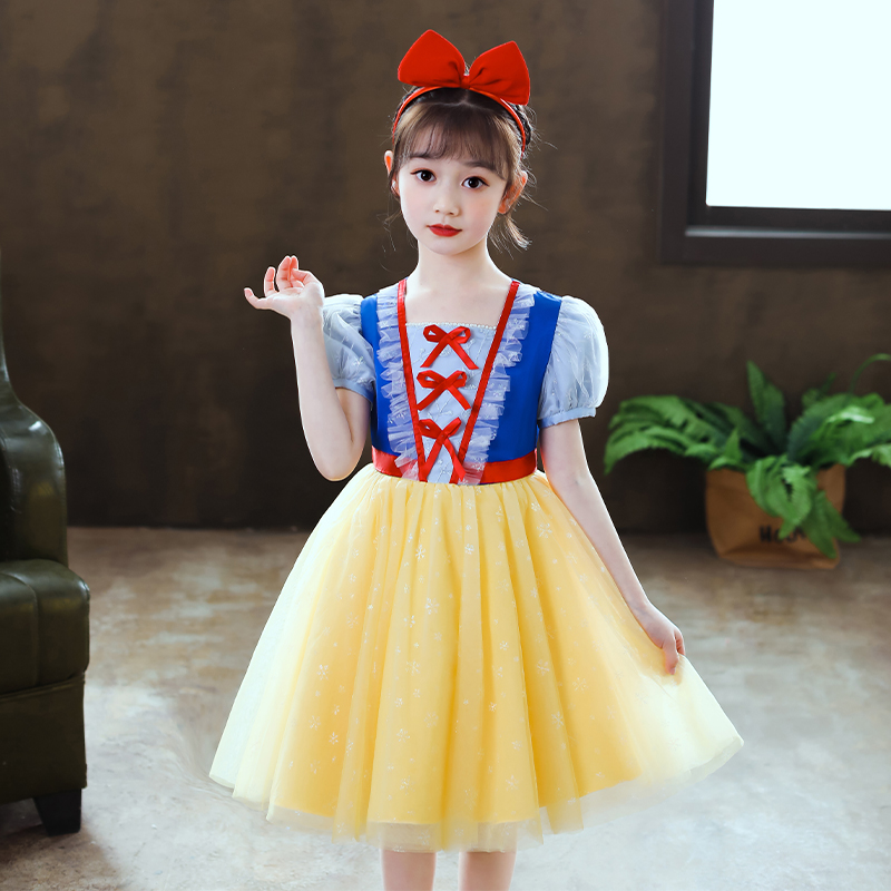 爱莎公主裙女童夏装连衣裙白雪公主冰雪奇缘新款裙子洋气儿童礼服