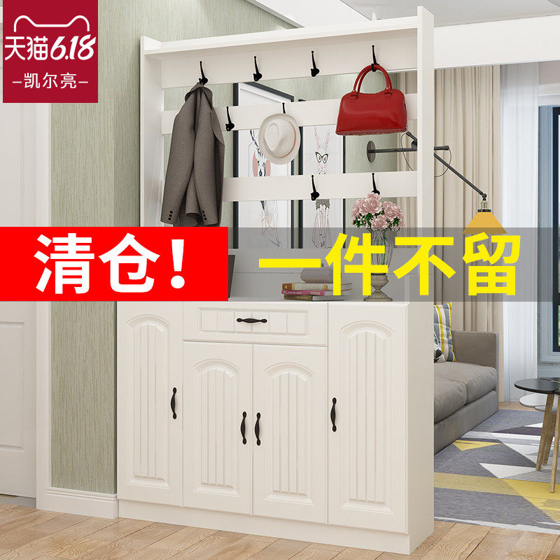 实木鞋柜家用门口带挂衣架一体组合木质大容量进门玄关门厅衣帽柜