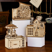 Windmill music box diy music box clockwork wooden handmade for girls to assemble birthday gifts to make girl wood