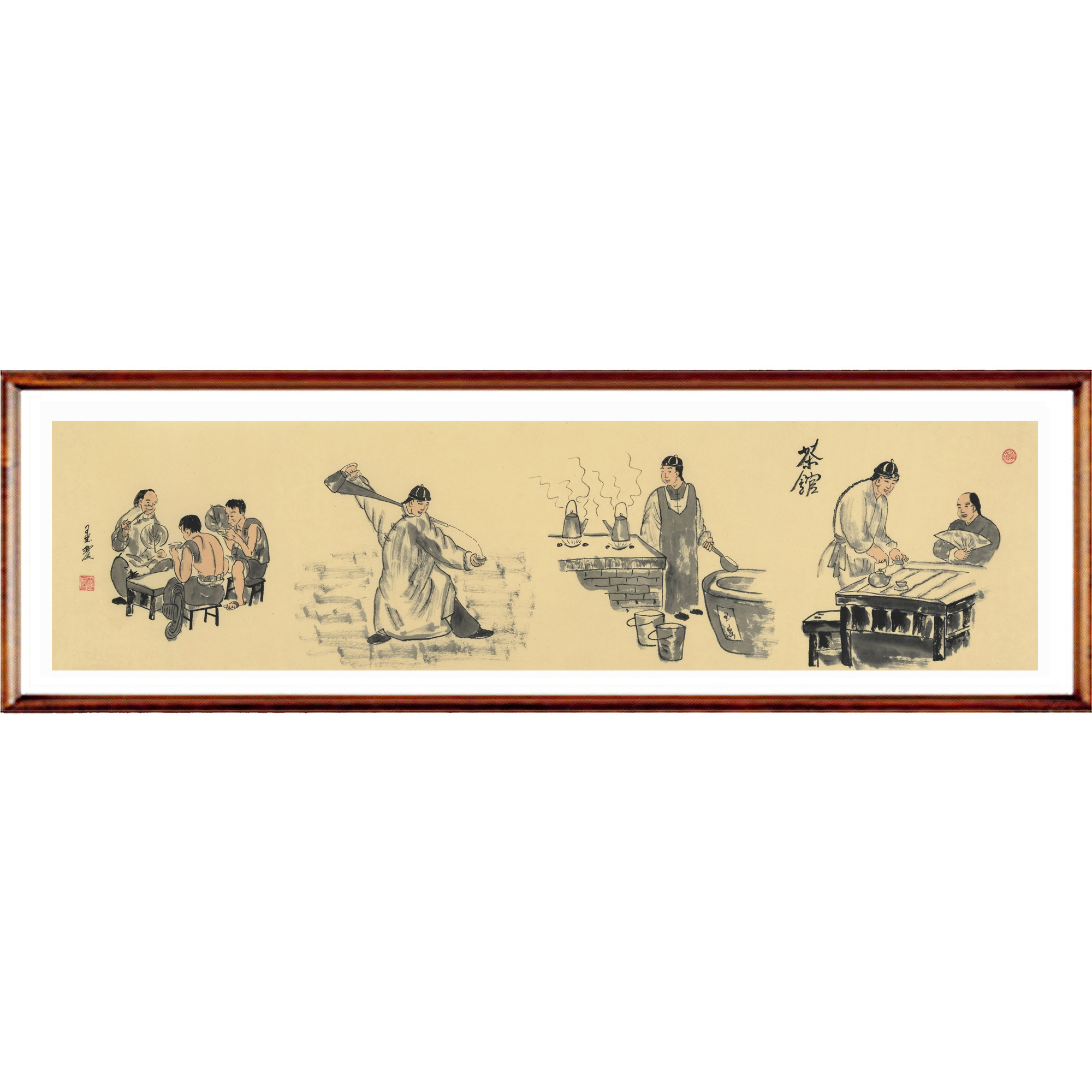 张燕《茶馆》老北京风俗人物画