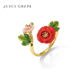 Juicy Grape原创设计红色虞美人花朵戒指女法式开口可调节食指戒