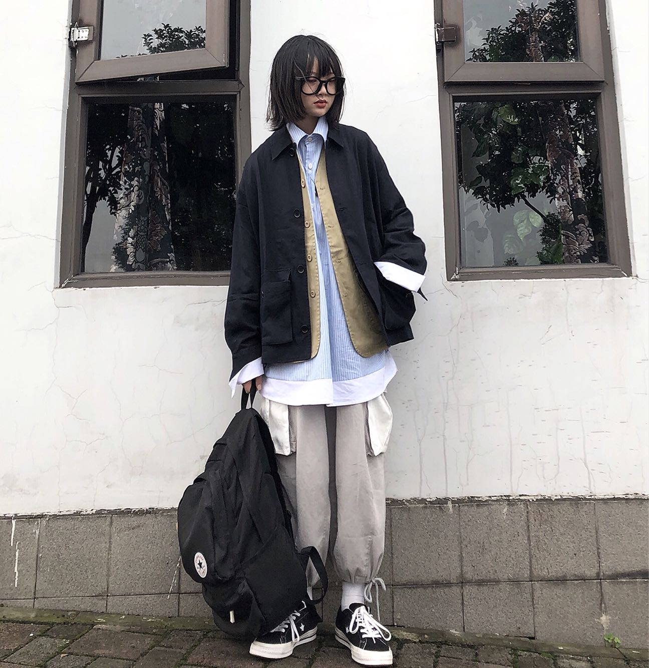 Take off咖喱人19AW/日系水洗做旧复古休闲工装夹克外套宽松男女