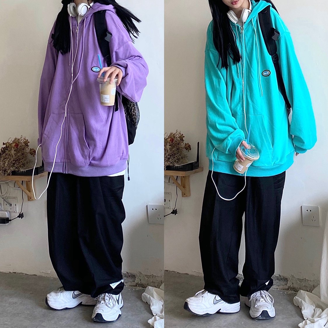 takeoff咖喱人春秋连帽外套宽松日韩街头潮百搭oversize卫衣男女