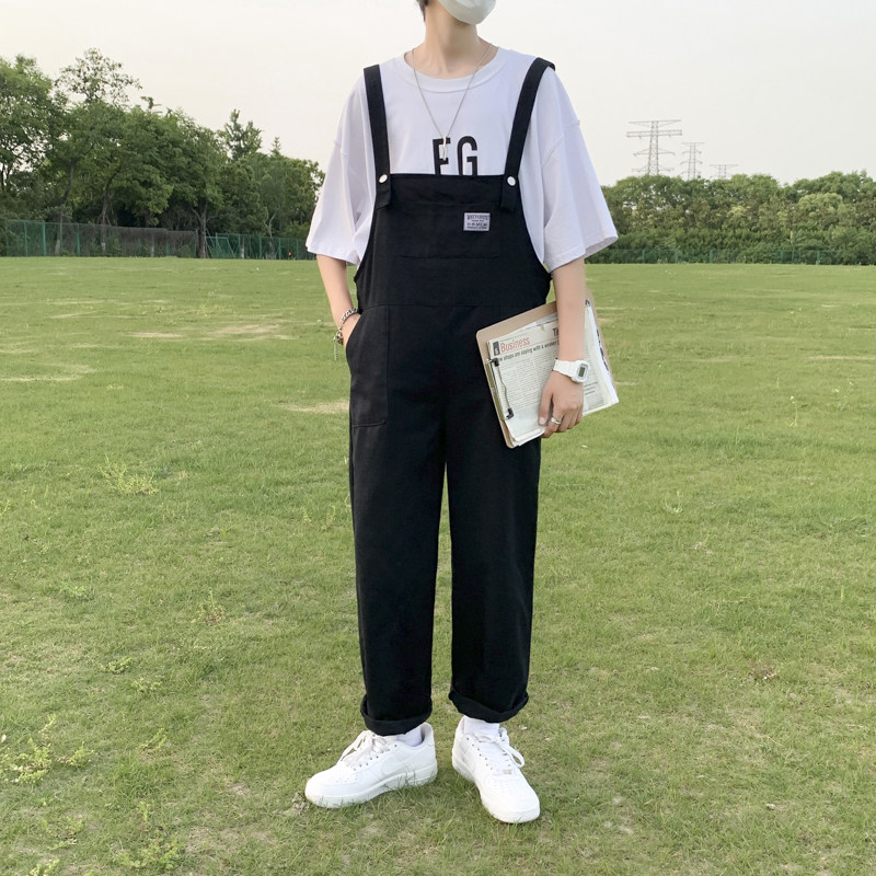2022夏季机能风工装背带裤男生百搭炸街韩版潮流bf宽松束脚吊带裤