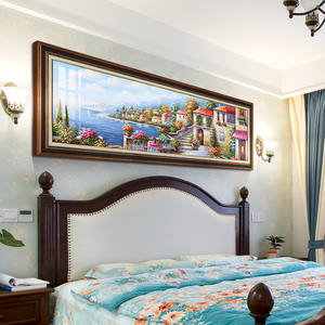 美式床头装饰画卧室背景墙壁画客厅横幅温馨挂画欧式古典房间墙画