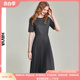 HAVVA2024夏季新款高级感连衣裙女法式显瘦收腰气质百褶裙Q72810