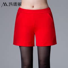 玛谱丽毛呢短裤女秋冬季外穿呢子打底靴裤休闲裤女裤保暖裤新款