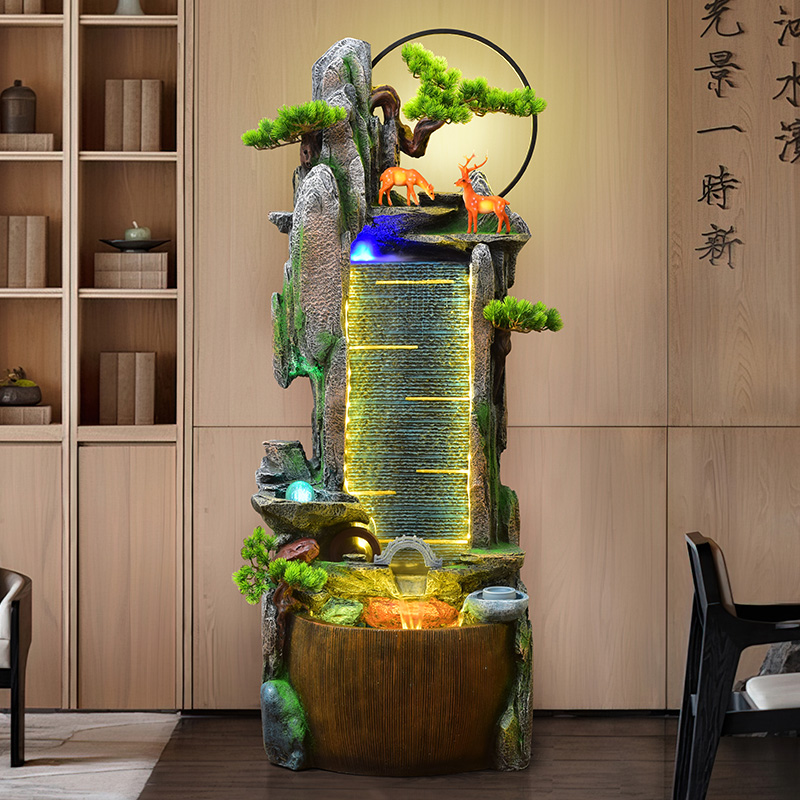 新中式茶室创意景观流水循环水开业礼品客厅沙发落地摆件美学家居
