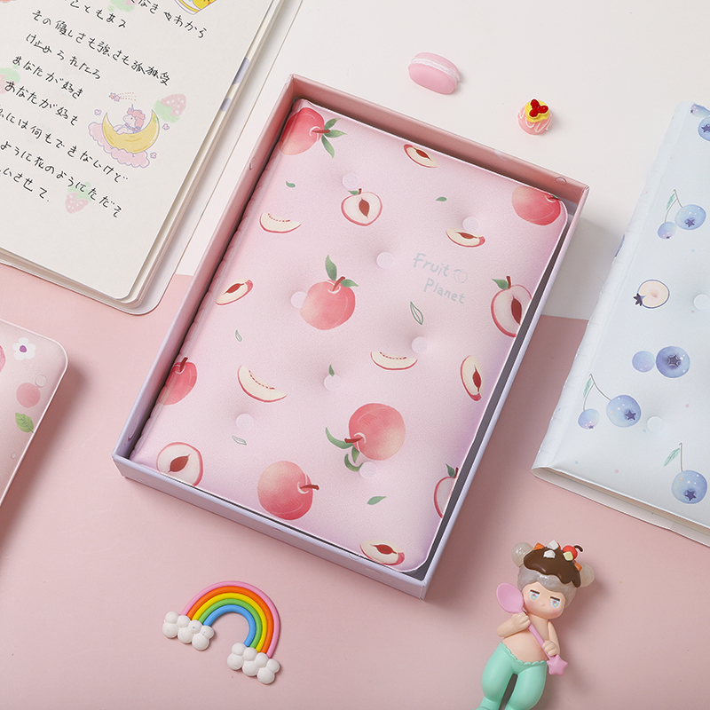 金谷创意解压笔记本文具彩页手帐本可爱水果枕头记事本减压少女心充气