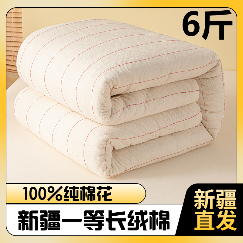 6斤新疆长绒棉花被纯棉被子全棉被芯棉絮床垫被褥子加厚保暖冬被